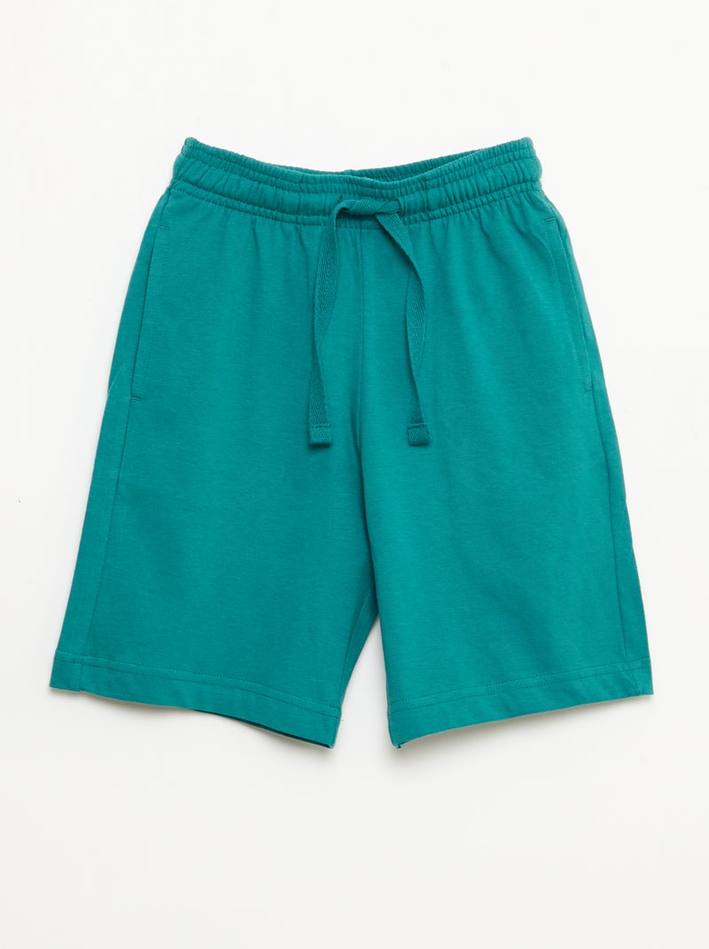 2-Pack of Solid Color Cotton Jersey Shorts Beige - Kiabi