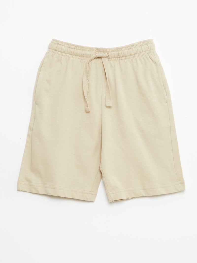 2-Pack of Solid Color Cotton Jersey Shorts Beige - Kiabi