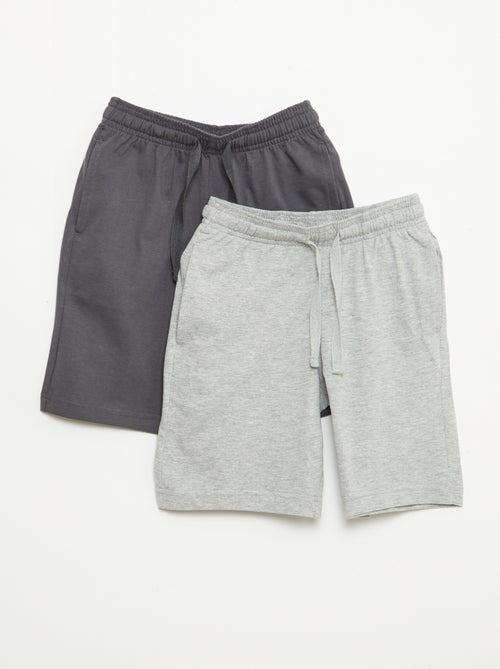 2-Pack of Solid Color Cotton Jersey Shorts - Kiabi