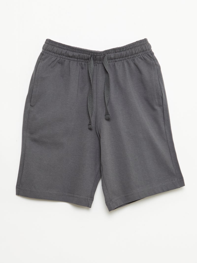 2-Pack of Solid Color Cotton Jersey Shorts Grey - Kiabi