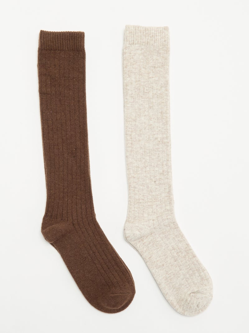 2-Pack of Tall Socks Beige - Kiabi