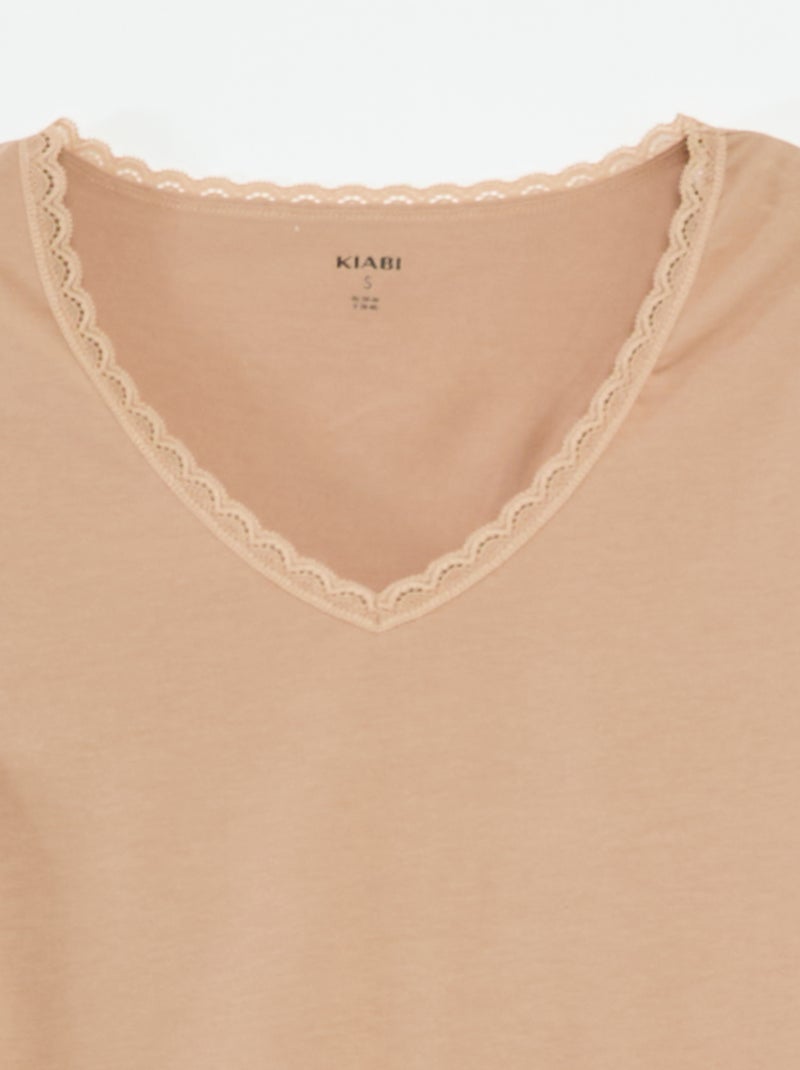 2-Pack of Underwear T-Shirts BEIGE - Kiabi