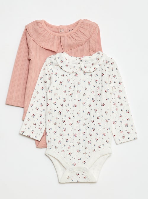 2-Pack Pointelle Knit Bodysuits - Kiabi