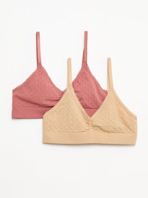 2-Pack Quilted Mesh Bralettes - Kiabi
