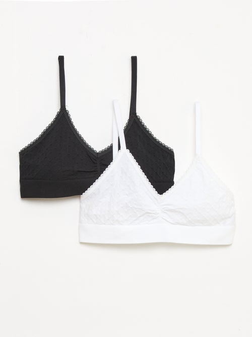 2-Pack Quilted Mesh Bralettes - Kiabi