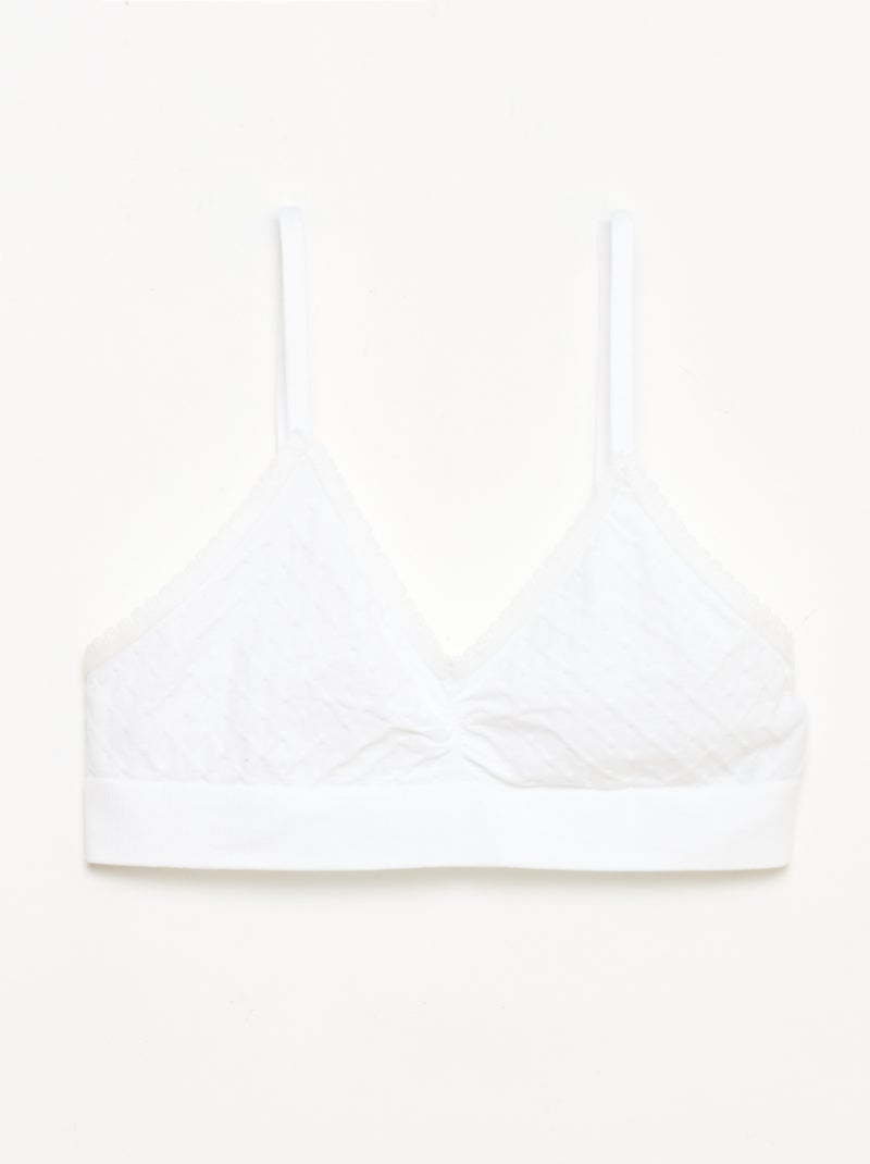 2-Pack Quilted Mesh Bralettes White - Kiabi