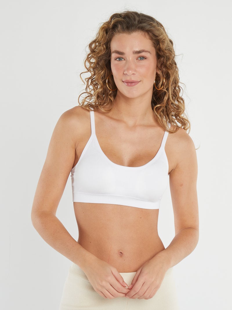 2-Pack Ribbed Bralettes WHITE - Kiabi