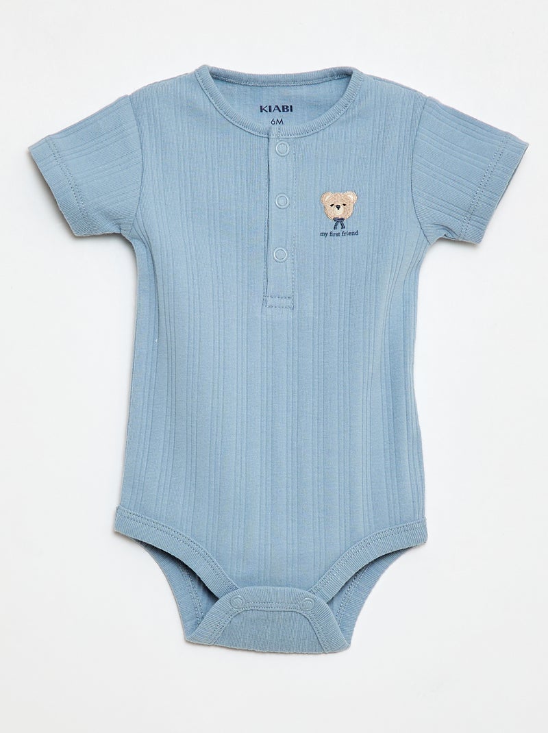 2-Pack Ribbed Knit Bodysuits Blue - Kiabi
