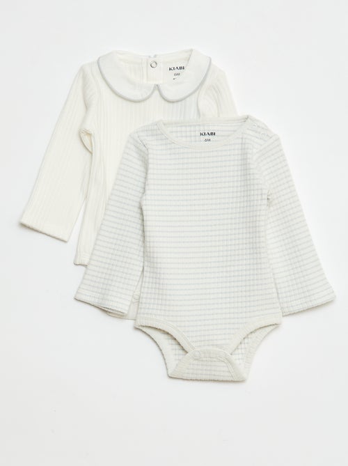 2-Pack Ribbed Knit Bodysuits - Kiabi 2-Pack Ribbed Knit Bodysuits - Kiabi