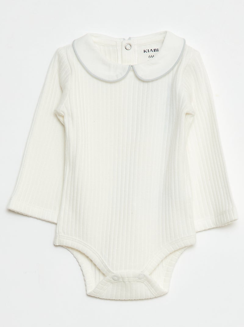 2-Pack Ribbed Knit Bodysuits White - Kiabi