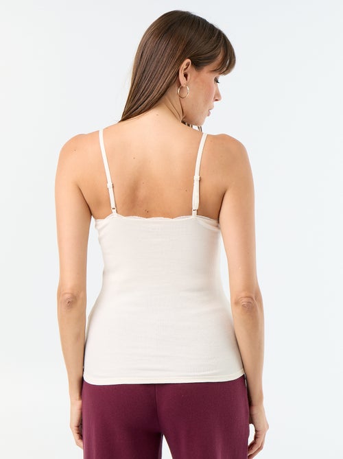 2-Pack Ribbed Lace Trim Tank Tops - Kiabi