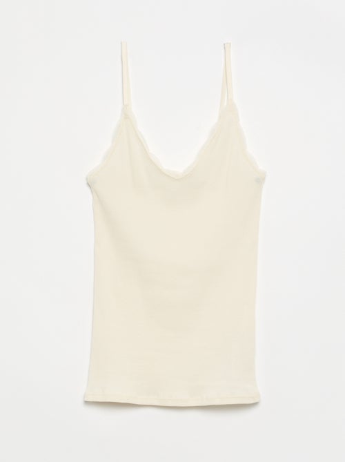 2-Pack Ribbed Lace Trim Tank Tops - Kiabi