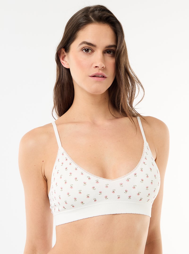 2-Pack Ribbed Triangle Bras White - Kiabi