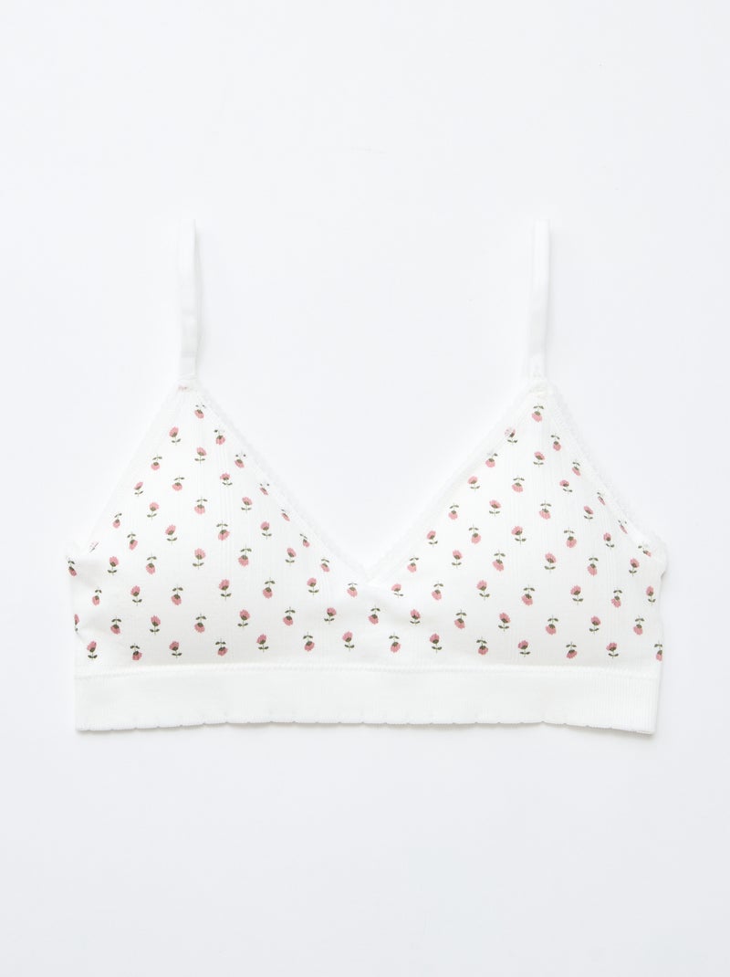 2-Pack Ribbed Triangle Bras White - Kiabi