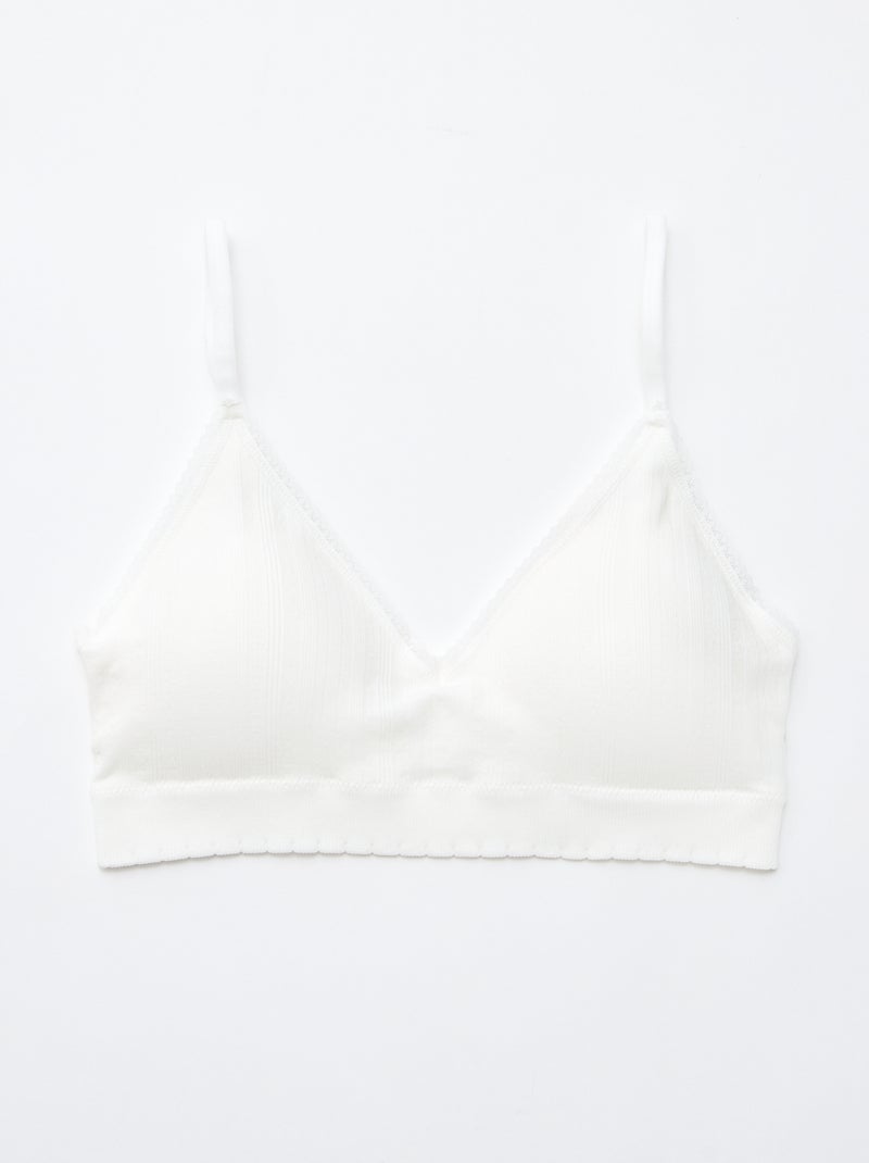 2-Pack Ribbed Triangle Bras White - Kiabi