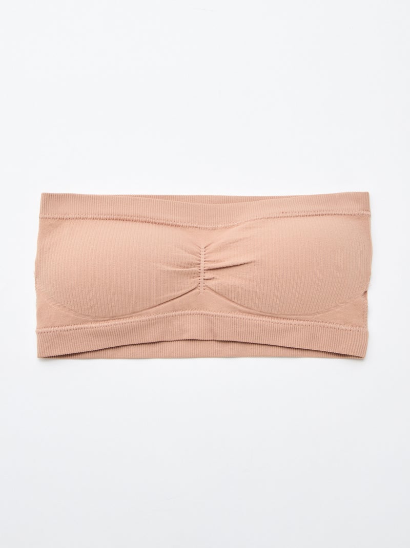 2-Pack Seamless Rib Bandeau Bras Beige - Kiabi