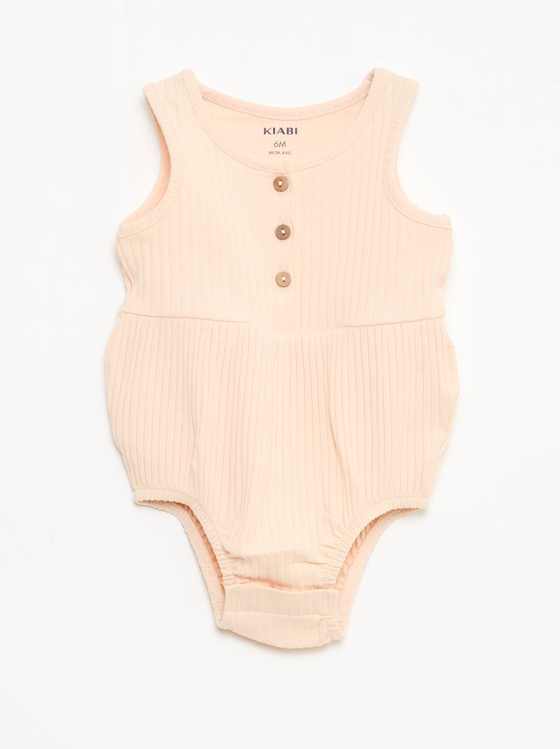 2-Pack Sleeveless Rompers Beige - Kiabi
