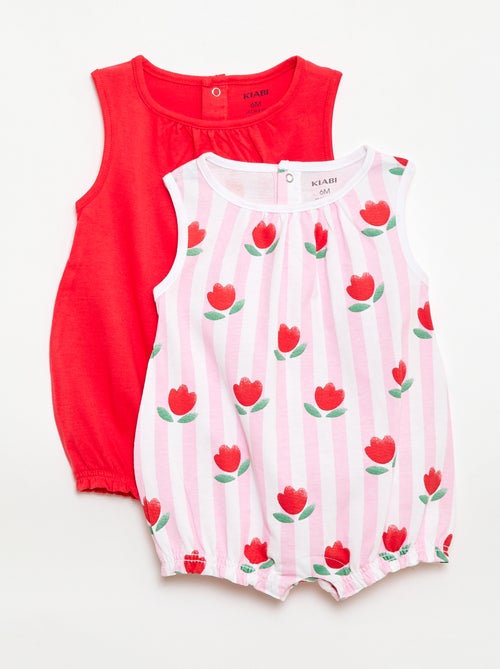 2-Pack Sleeveless Rompers - Kiabi