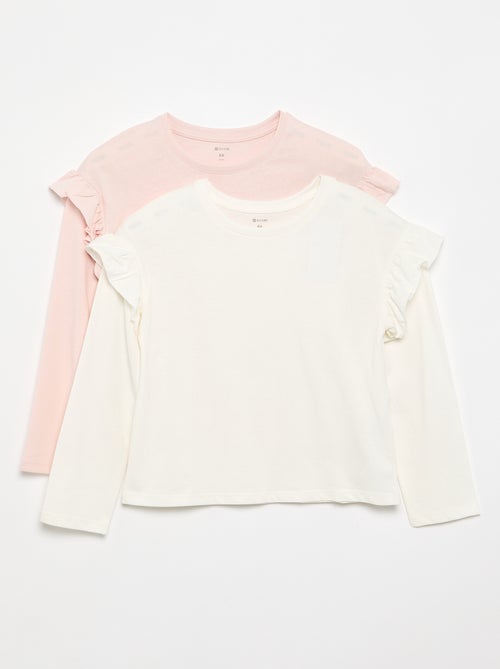 2-Pack T-shirts with Shoulder Ruffles - Kiabi