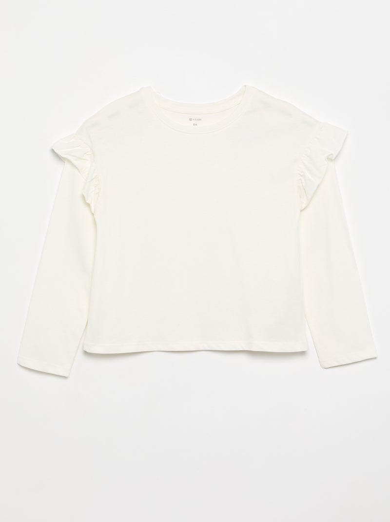 2-Pack T-shirts with Shoulder Ruffles Pale pink - Kiabi