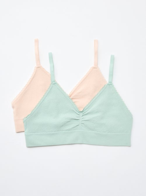 2-Pack Textured Knit Bralettes - Kiabi