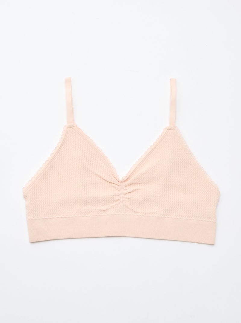 2-Pack Textured Knit Bralettes Green - Kiabi
