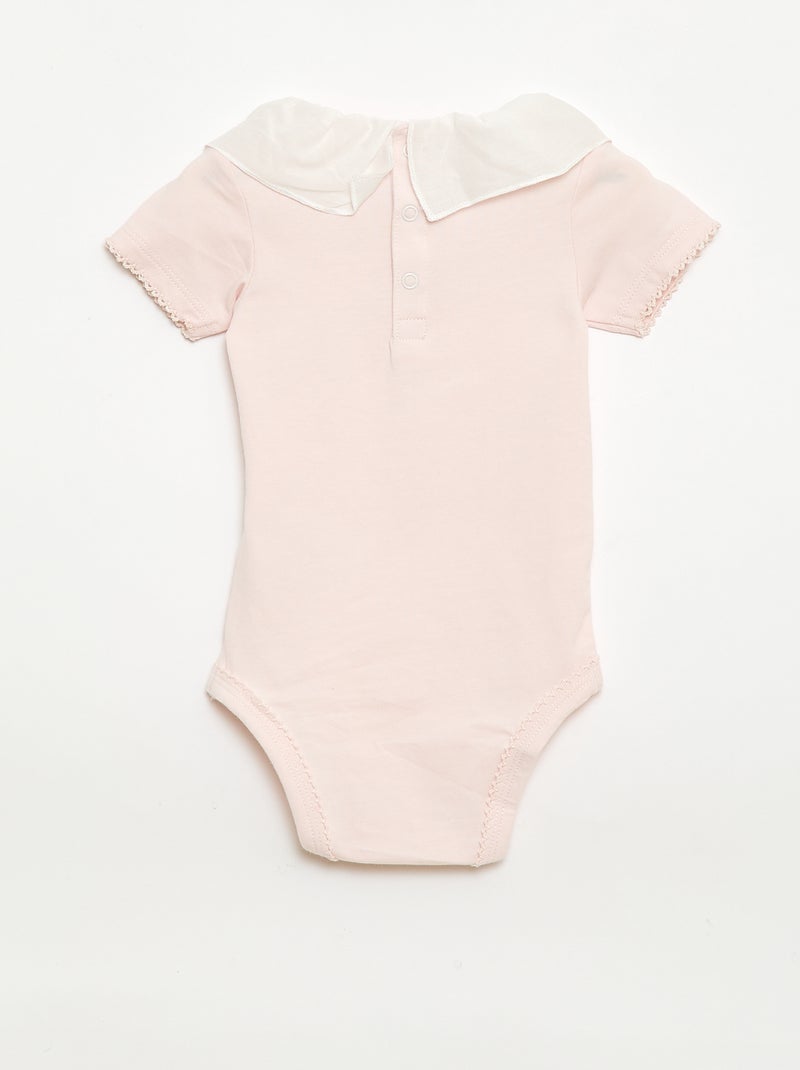 2-Piece Baby Bodysuit Set with Peter Pan Collar Pink - Kiabi