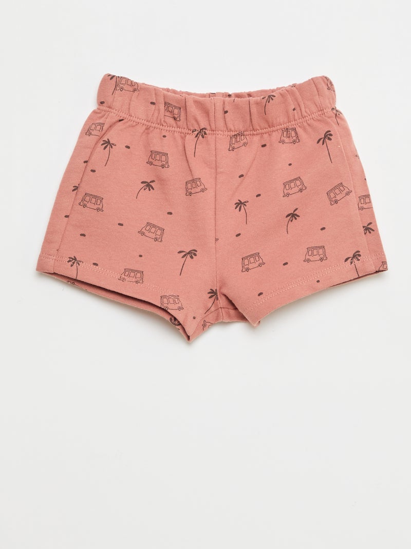 2-piece cotton set T-shirt + shorts Beige - Kiabi