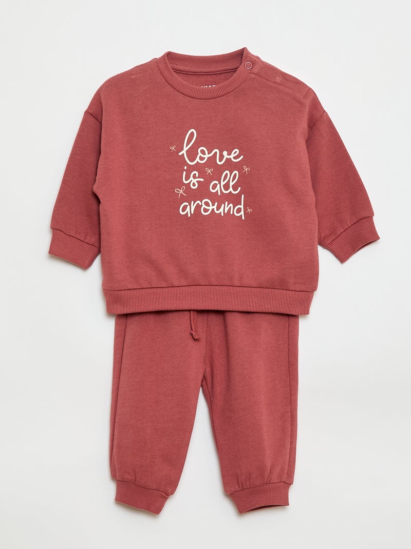 2-Piece Cotton Sweater + Pants Set Pink - Kiabi