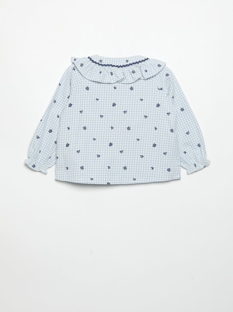 2-piece Flannel Pajamas - Button-up Top + Pants Blue - Kiabi