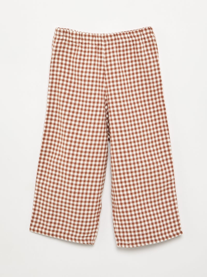 2-piece flannel pajamas - Button-up top + pants Brown - Kiabi