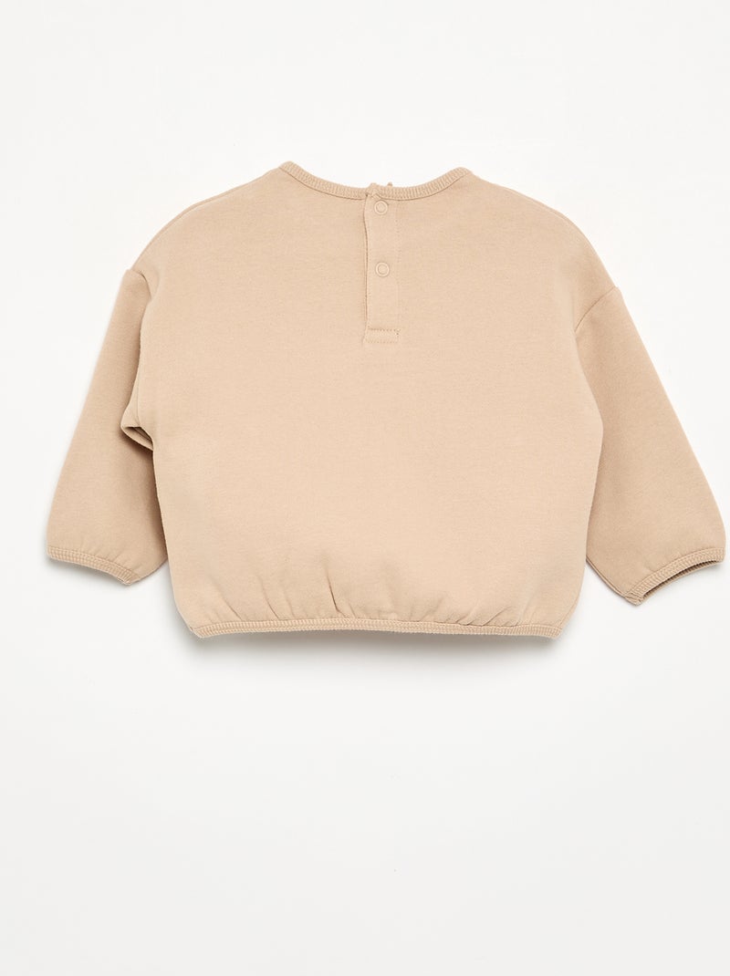 2-piece Fleece Jogging Set - Sweatshirt + Trousers Beige - Kiabi