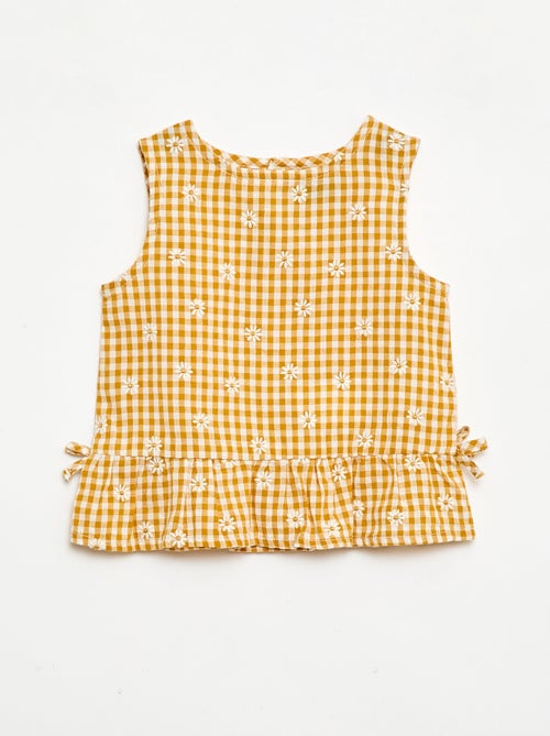 2-Piece Gingham Print Blouse and Shorts Set - Kiabi