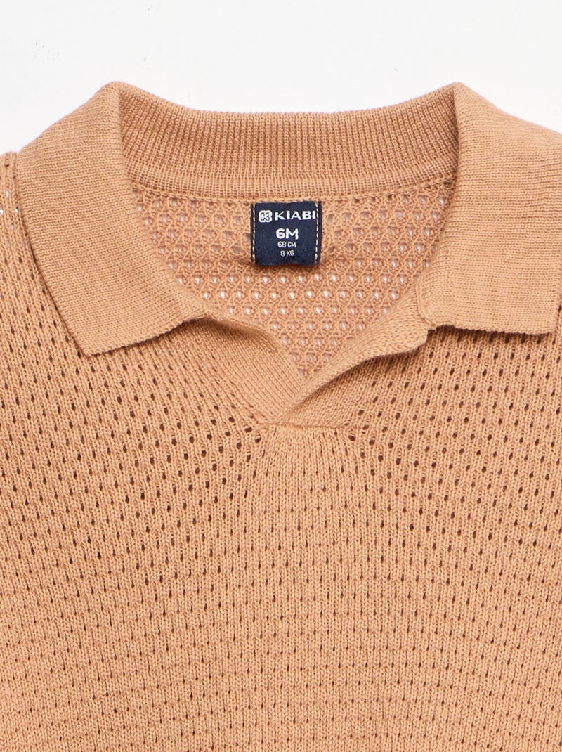 2-piece knit set - Polo t-shirt + shorts Brown - Kiabi
