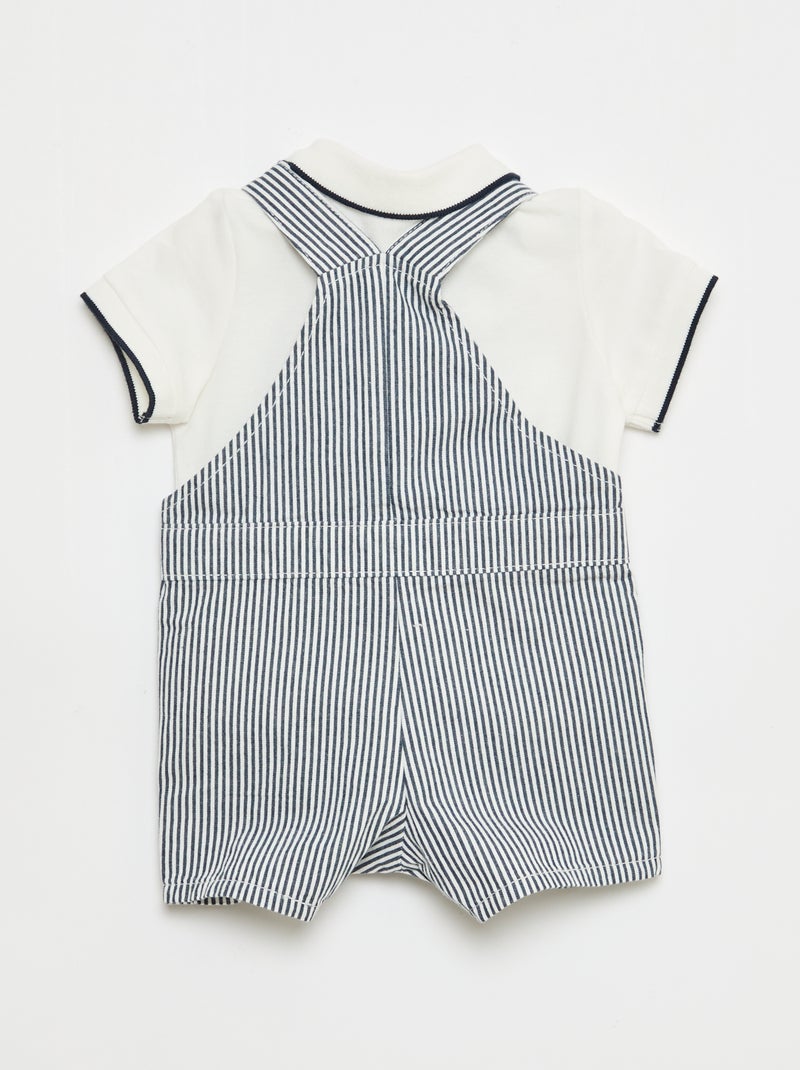 2-Piece Overalls & Polo Shirt Set Blue - Kiabi