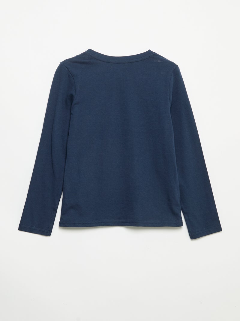 2-piece Pajama Set - Long-sleeved T-shirt + Pants Blue - Kiabi