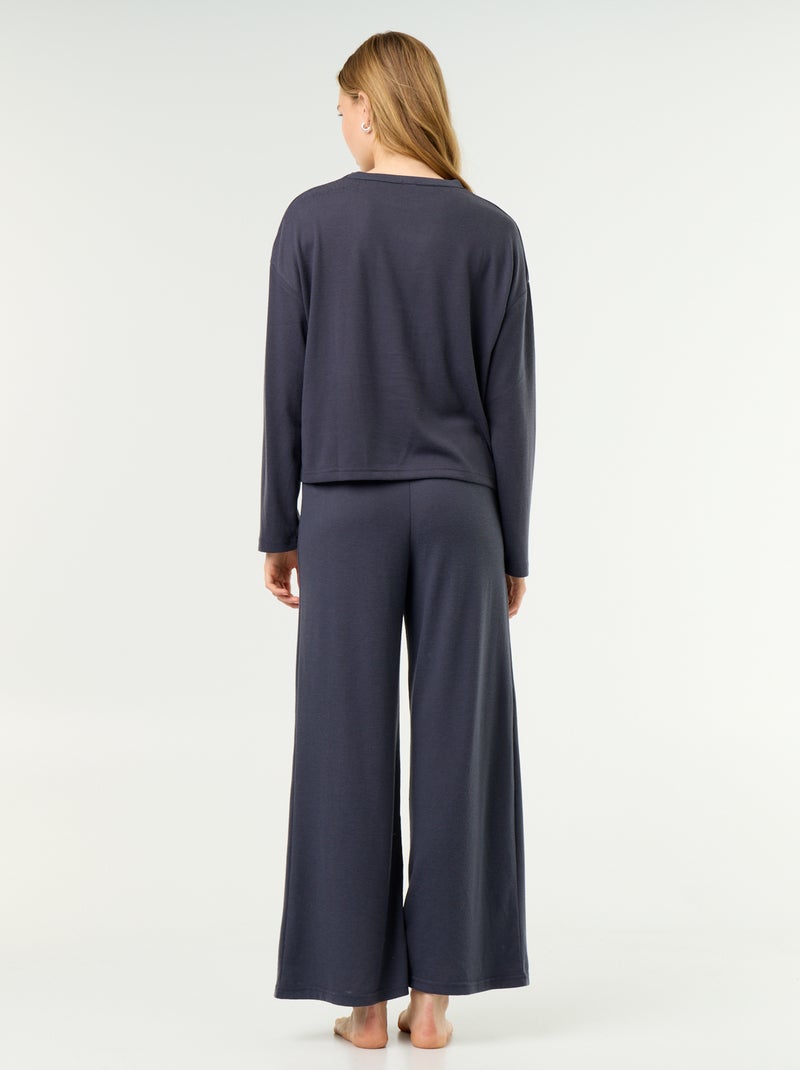 2-piece Pajama Set - Sweatshirt + Pants Blue - Kiabi