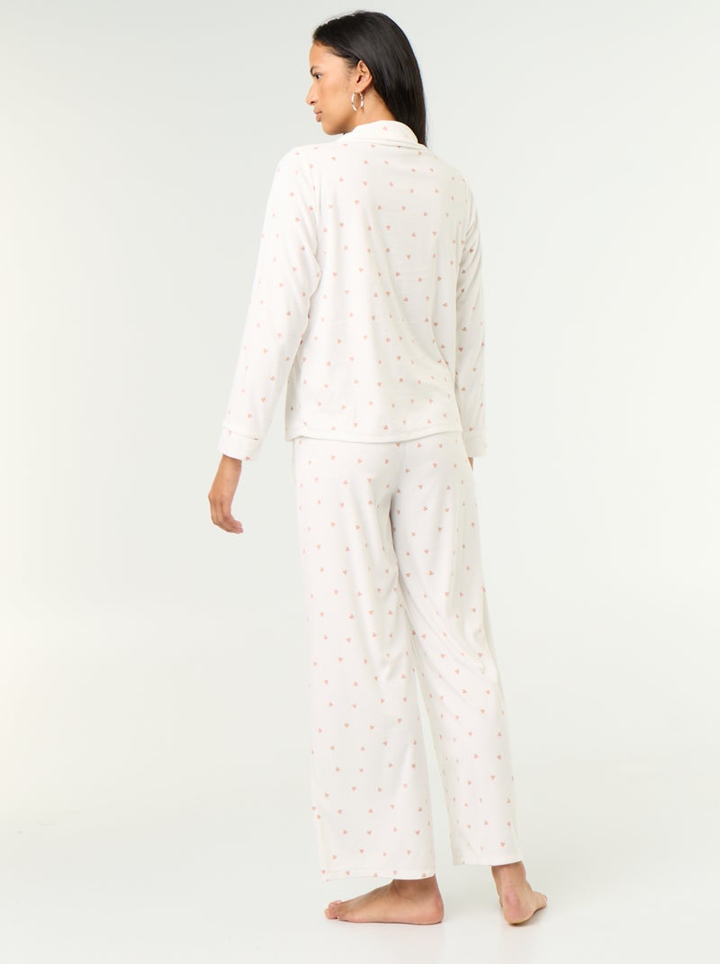 2-piece Pajama Set - Top + Pants White - Kiabi
