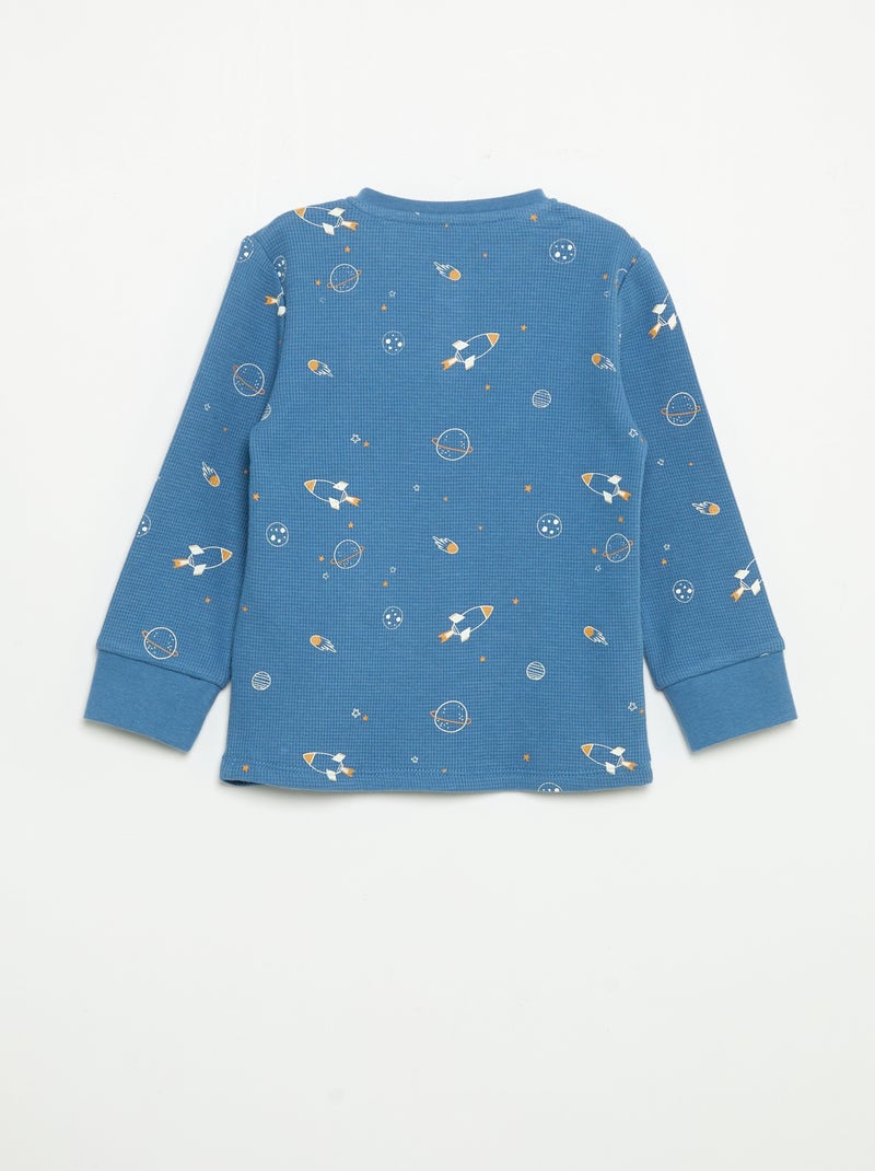2-piece pajamas - Long-sleeved T-shirt + pants Blue - Kiabi