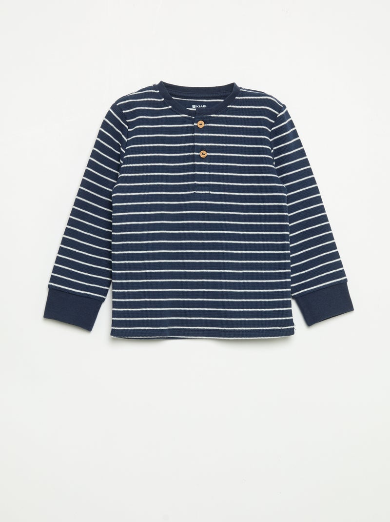 2-piece Pajamas - Long-sleeved T-shirt + Pants Blue - Kiabi