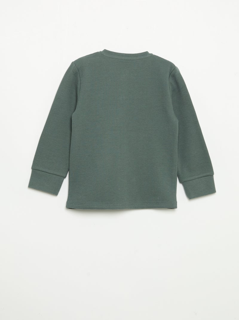 2-piece Pajamas - Long-sleeved T-shirt + Pants Green - Kiabi