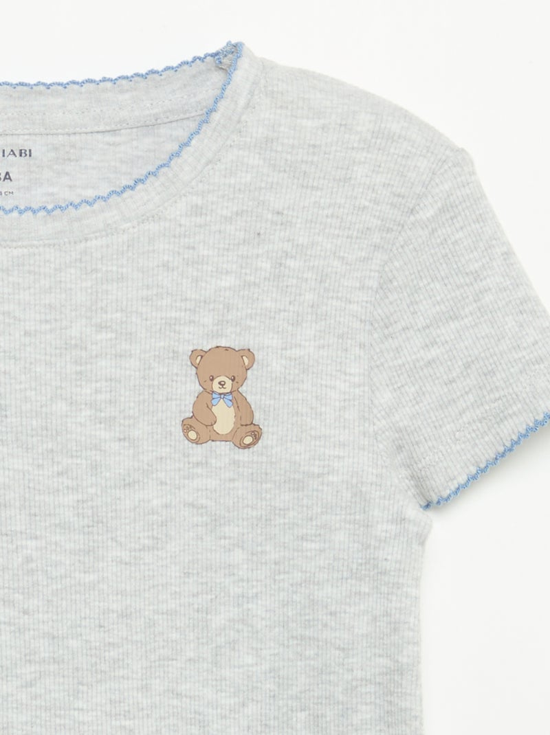 2-Piece Pajamas - Short-Sleeved T-shirt + Striped Pants Blue - Kiabi