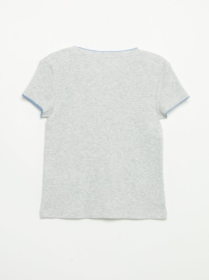2-Piece Pajamas - Short-Sleeved T-shirt + Striped Pants Blue - Kiabi