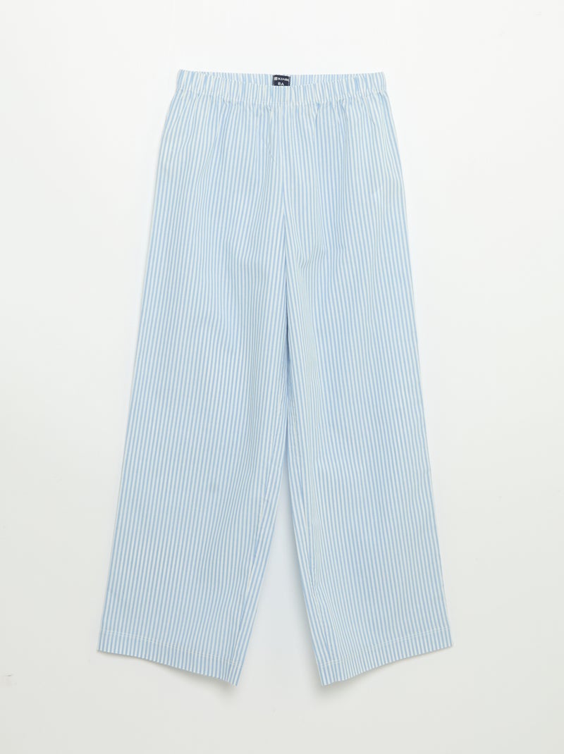 2-Piece Pajamas - Short-Sleeved T-shirt + Striped Pants Blue - Kiabi
