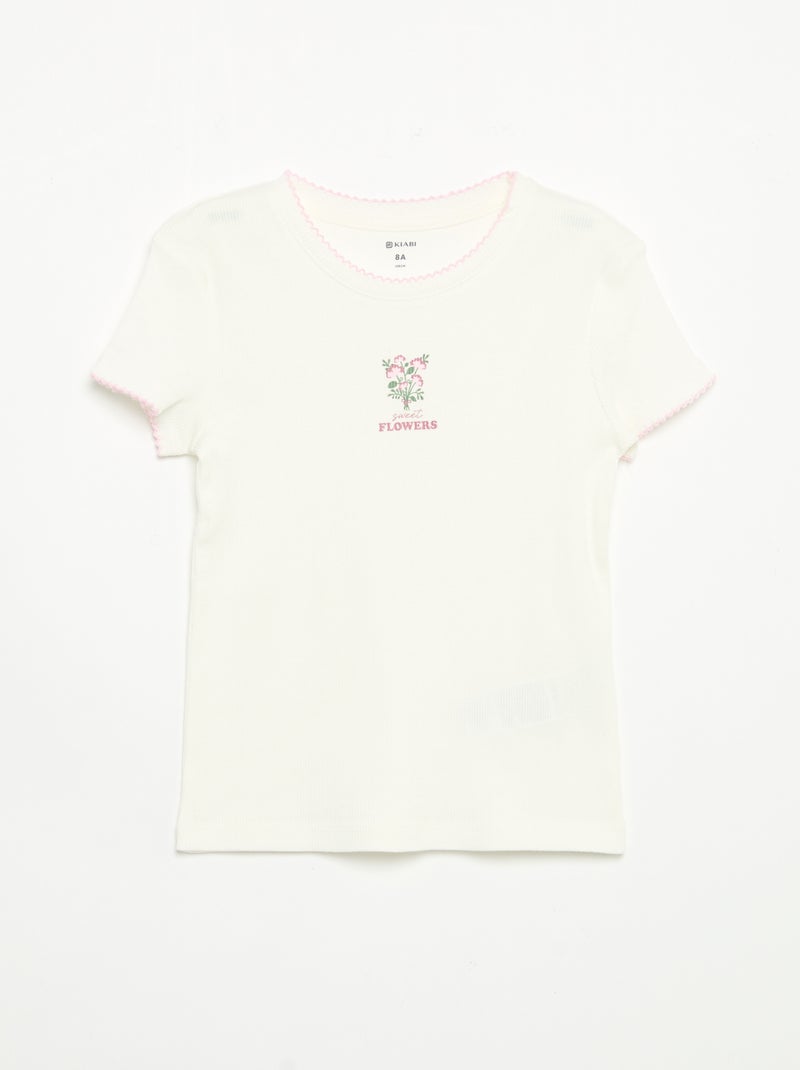 2-Piece Pajamas - Short-Sleeved T-shirt + Striped Pants Pink - Kiabi