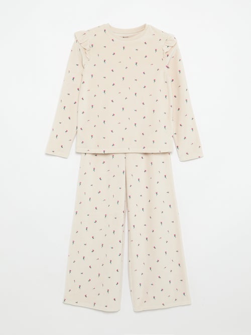 2-piece Printed Velvet Pajamas - Sweatshirt + Pants - Kiabi