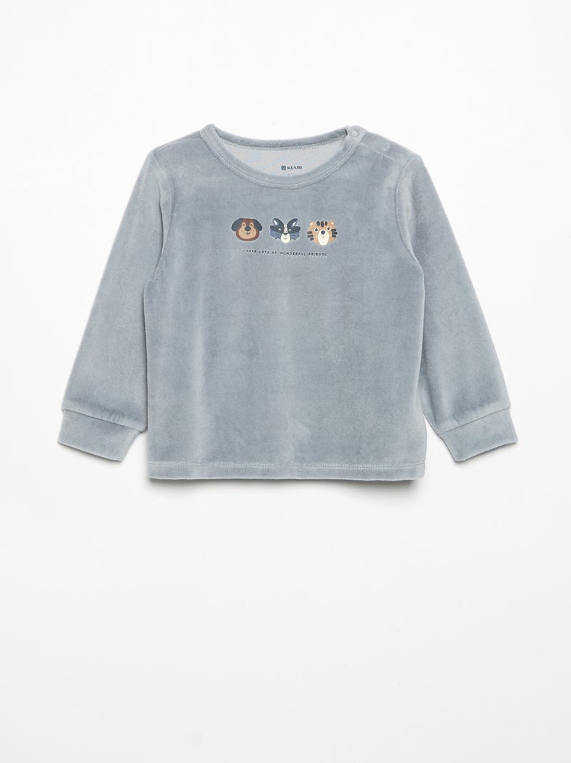 2-piece Pyjama Set - Sweatshirt + Trousers Blue - Kiabi