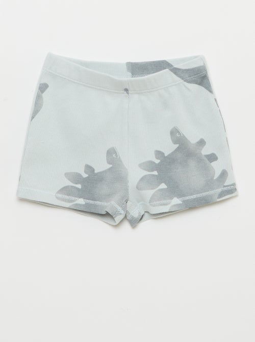 2-Piece Ribbed Cotton T-shirt and Shorts Pajama Set - Kiabi