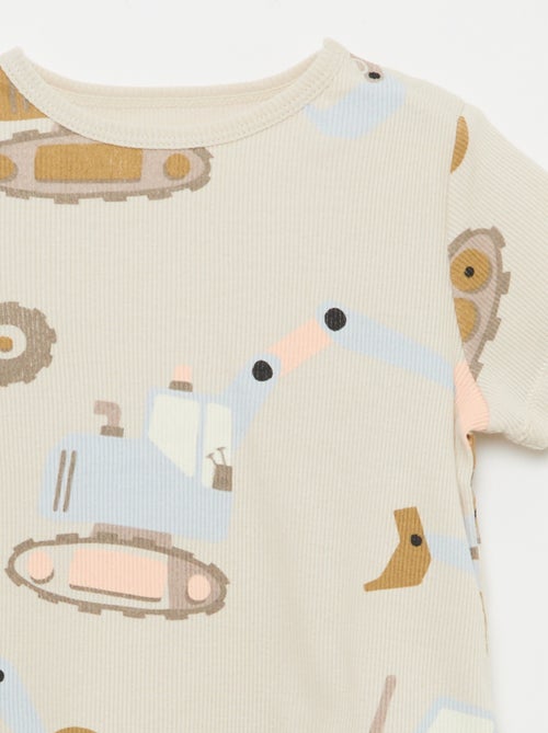 2-Piece Ribbed Cotton T-shirt and Shorts Pajama Set - Kiabi