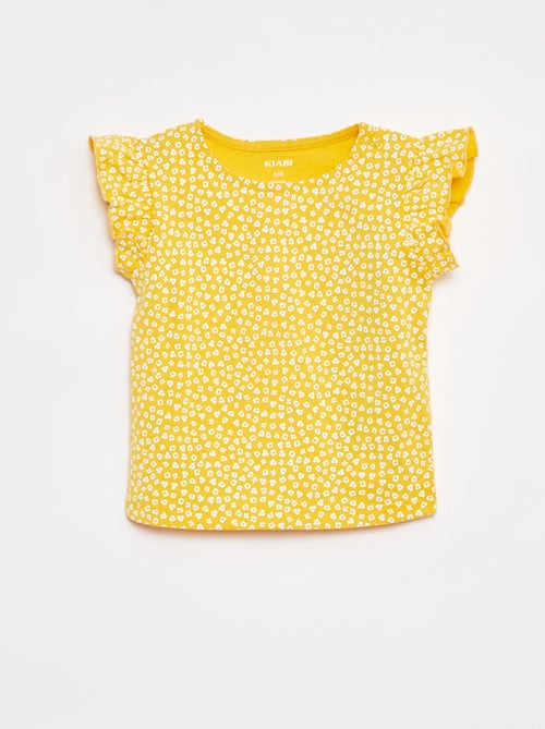 2-Piece Ruffled Sleeve T-shirt & Patterned Shorts Set - Kiabi
